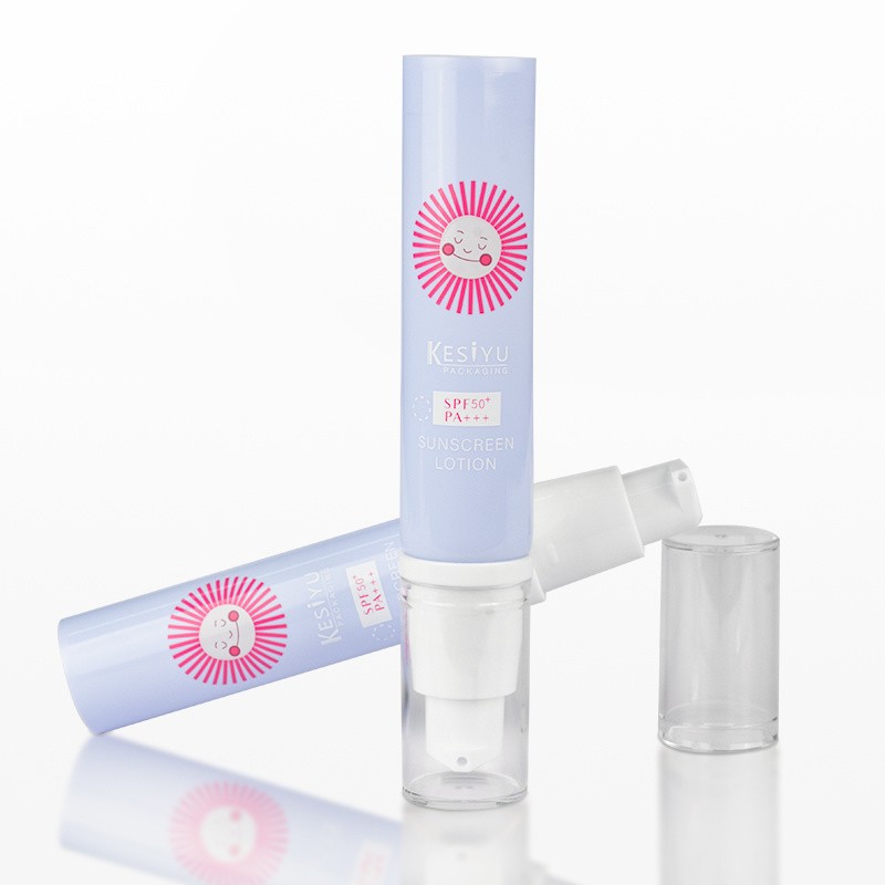 Factory Custom Printing Empty 15-50ml Sunscreen Cream Soft Tubes Cosmetics Packaging Plastic PE Airless Pump Tube for Cream