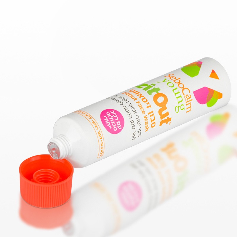 Soft PE Tube with Red Screw Cover Glossy Finish Custom Logo for Face Wash Facial Cleanser Packaging Tube
