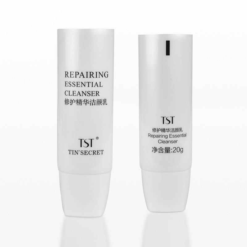 Fashion Plastic Cosmetic Packaging Tube with Square Acrylic Cap for Face Cleanser