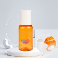 Pet Empty Plastic Amber Bottle with White Pump Tops Round Shape Liquid Lotion Bottle Packaging Dispenser