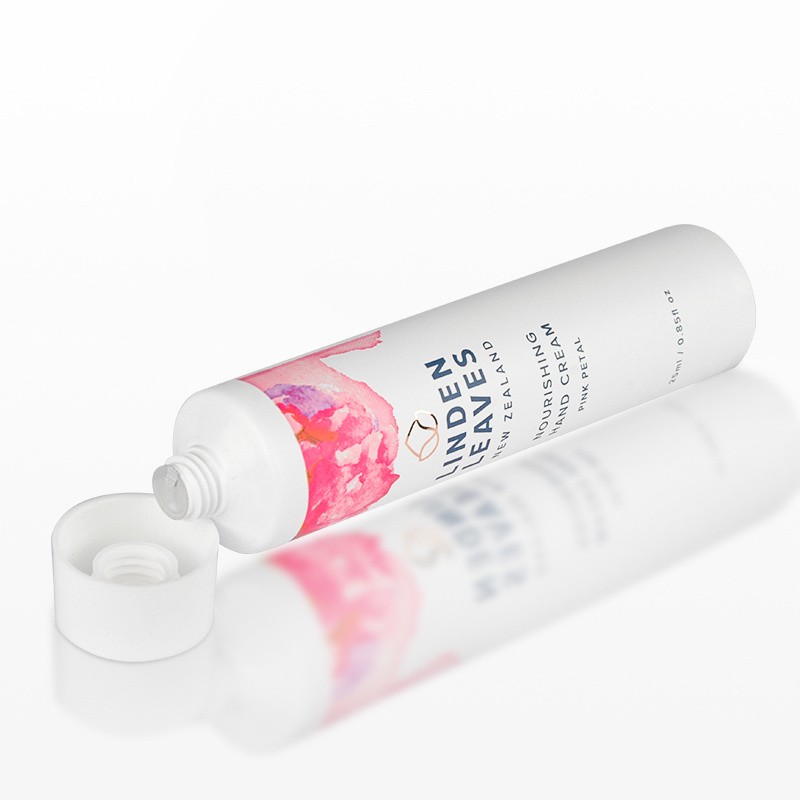 25ml Multiple Moisturizing Repair Skin Barrier Hand Cream Tube Packaging with Pink Petal